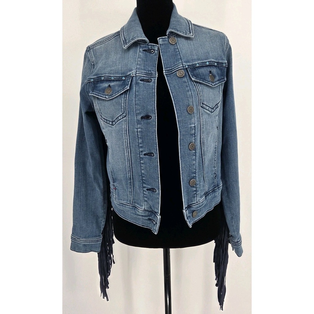 Idyllwind Western Fringe Jacket S/TP Collared Denim Jacket Turquoise Detail